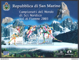 2003 San Marino, Campionato Del Mondo Di Sci Nordico - Val Di Fiemme, BF 79 - MNH** - Blocks & Sheetlets