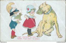 Ca221 Cartolina Auguri Sincerissimi Dai Nostri Bambini Cane Dog Illustratore - Other & Unclassified
