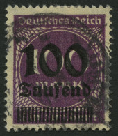 Dt. Reich 289a O, 1923, 100 Tsd. Auf 100 M. Graupurpur, Pracht, Fotobefund Tworek, Mi. 140.- - Gebraucht