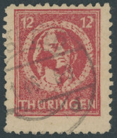 THÜRINGEN 97AXar O, 1945, 12 Pf. Karminrot, Vollgummierung, Hellchromgelbes Papier, Dicke Gummierung, Feinst (kleiner Za - Other & Unclassified