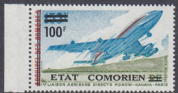 Comoro Islands 1975 - Moroni-Paris Airline, Jetliner Airplane - Overprinted And Surcharged Mi 240 ** MNH - Komoren (1975-...)