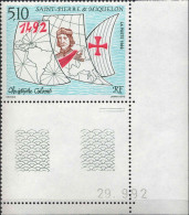 SPM Poste N** Yv: 569 Mi:645 Christophe Colomb Coin D.feuille Daté 29-9-92 - Unused Stamps