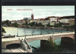 AK Basel, Mittlere Rheinbrücke Vor Dem Uferpanorama  - Basel