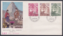 Vatican 1965 Private FDC Birth Of Jesus Christ, Painting, Mountain, Mountains, Christian, Christianity, First Day Cover - Brieven En Documenten