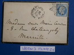 DP15 FRANCE LETTRE 1869 ETOILE N°3   A  MARSEILLE + CERES N°22   ++ AFF.INTERESSANT+++ - 1849-1876: Période Classique