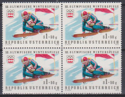 1975 , Mi 1479 ** (4) -  4er Block Postfrisch - Olympische Winterspiele , Innsbruck - Alpiner Skilauf - Ongebruikt