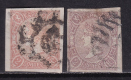 1865 ISABEL 2 REALES LILA + SALMÓN USADOS. VER - Usados