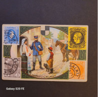 Chromos Alcide Picard & Fils  ** Timbres La Poste En Roumanie  ** Chien  ** Cheval - Autres & Non Classés