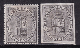 1874 ESCUDO ESPAÑA IMPUESTO GUERRA 5 CTS DENTADO Y SIN DENTAR. NUEVOS. VER - Unused Stamps