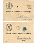 2 Lettres Avec Timbres Officiel  1 1/4 Jaune  Et 1 1 /2 Bleu - 1926-39 Charlotte Rechterzijde