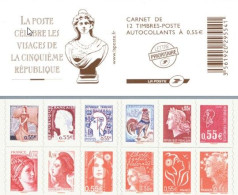 Carnet 1508 12 Timbres Les Visages De La V ème République Année 2008 Classeur Bordeaux - Modern : 1959-…