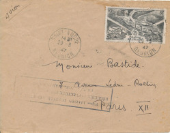 France Reunion FRONTPAGE Of A Cover Sent To Paris 29-3-1947 Single Franked (NOT A COVER ONLY THE FRONTPAGE) - Cartas & Documentos