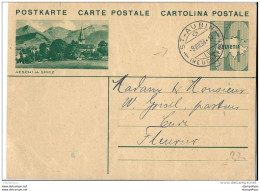 71 -  92 - Entier Postal Avec Illustration "Aesch Ob Spiez" Superbe Cachet àd Ate St Aubin 1934 - Interi Postali