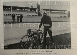 1905 MOTOCYCLETTE - CISSAC ET SA MOTO " PEUGEOT " DETENTEUR DU RECORD DE L'HEURE ET DES 100 KILOMÈTRES - 1900 - 1949