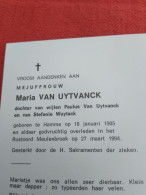 Doodsprentje Maria Van Uytvanck / Hamme 18/1/1905 - 27/3/1994 ( D.v. Paulus Van Uytvanck En Stefanie Wuytack ) - Religion &  Esoterik