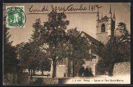 AK Vevey, Eglise Et Tour Saint-Martin  - Vevey