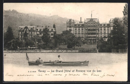 AK Vevey, Le Grand Hotel Et Annexe Vue Du Lac  - Vevey