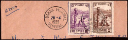 Côte D'Ivoire Poste Obl Yv:130 Mi:150 Rapides De La Comoé (TB Cachet à Date) 28-4-1955sur Fragment Avec 131 - Gebraucht