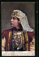 AK Portrait Junge Frau In Bosnischer Tracht Mit Weissem Schleier  - Bosnia And Herzegovina