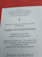 Doodsprentje Angèle Van Den Berghe / Hamme 11/11/1903 - 5/12/1997 ( Jozef Van Kerschaver ) - Religion & Esotérisme