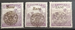 Magyar Kir Posta / Surcharge Regatul Romaniei (3 Timbres Neufs) - Unused Stamps