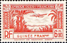 Guinée Avion N** Yv: 5 Mi:176 Bi-moteur Sur Palmiers Pli - Unused Stamps
