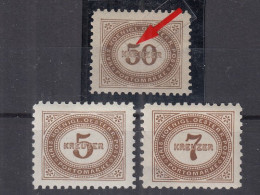 ⁕  Austria - Österreich 1894 ⁕ PORTO - Postage Due  Mi.4, 6 & Mi. 9 Error 50 Kr. ⁕ 3v MH & MLH - Scan - Taxe