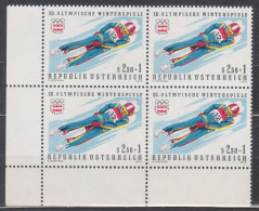 1975 , Mi 1501 ** (1) -  4er Block Postfrisch - Olympische Winterspiele , Innsbruck - Rodeln - Neufs