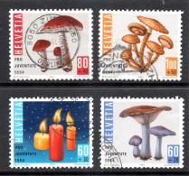 Switzerland, Used, 1994, Michel 1536 - 1539, Pro Patria, Mushroom - Gebruikt