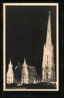 AK Wien, Beleuchtete Stefanskirche Bei Nacht  - Other & Unclassified