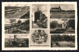 AK Kolberg, Domstrasse Mit Dom, Fort Münde Mit Lotsenhaus, Pergola Auf Der Strandschlossplatte  - Pommern