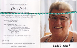 Clara Snick-Verlinde, Reninge 1941, Ieper 2020. Foto - Obituary Notices