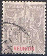 Réunion Poste Obl Yv: 48 Mi:48 Groupe Allégorique Mouchon (Beau Cachet Rond) - Gebruikt