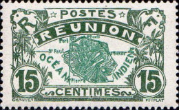 Réunion Poste N** Yv: 87 Mi:93 Carte De L'île (Dent 1 Peu Courte) - Ungebraucht