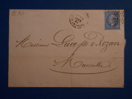 DP15 FRANCE LETTRE 1860 ETOILE  DE PARIS N°27  A  MARSEILLE +  N°22   ++ AFF. INTERESSANT+++ - 1849-1876: Période Classique