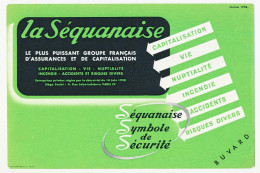 Buvard 20.8 X 13.9 LA SEQUANAISE Assurance Et Capitalisation Janvier 1954 Vert - Bank & Insurance