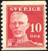 SCHWEDEN 127AW *, 1920, 10 Ö. Hellkarmin, Senkrecht Gezähnt, Ohne Wz., Pracht - Usados