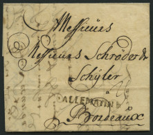 HAMBURG VORPHILA 1740, ALLEMAGNE, L1 Auf Brief Von Hamburg Nach Bordeaux, Pracht - [Voorlopers