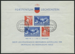 LIECHTENSTEIN Bl. 2 O, 1936, Block Vaduz, Ersttags-Sonderstempel, Pracht, Mi. (60.-) - Otros & Sin Clasificación