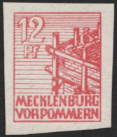 MECKLENBURG-VORPOMMERN 36xaU **, 1946, 12 Pf. Dkl`graurot, Kreidepapier, Ungezähnt, Pracht, Gepr. Kramp, Mi. 60.- - Sonstige & Ohne Zuordnung