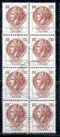 ITALIA REPUBBLICA ITALY REPUBLIC 1968 1976 SIRACUSANA TURRITA STELLE STARS LIRE 100 BLOCCO USATO BLOCK USED OBLITERE' - 1961-70: Usati