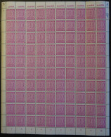 WEST-SACHSEN 136Xza **, 1946, 40 Pf. Lila, Wz. 1X, Kreidepapier, Im Bogen (100) Mit Abarten 136I Und 136II, Pracht - Altri & Non Classificati