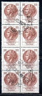 ITALIA REPUBBLICA ITALY REPUBLIC 1968 1976 SIRACUSANA TURRITA STELLE STARS LIRE 100 BLOCCO USATO BLOCK USED OBLITERE' - 1961-70: Used