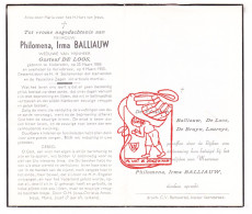 DP Philomena Irma Balliauw ° Kieldrecht Beveren Waas 1888 † Verrebroek 1955 X Gustaaf De Loos // De Bruyn Laureys - Images Religieuses