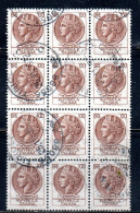 ITALIA REPUBBLICA ITALY REPUBLIC 1968 1976 SIRACUSANA TURRITA STELLE STARS LIRE 100 BLOCCO USATO BLOCK USED OBLITERE' - 1961-70: Oblitérés