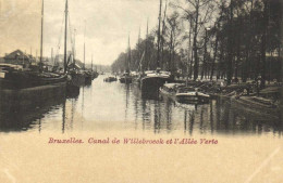 Bruxelles Canal De Willebroeck Et L' Allée Verte Péniches Pionnière RV - Maritiem