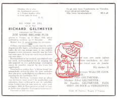 DP Richard Geltmeyer Geltmeijer ° Vrasene Beveren Waas 1898 † 1952 X Zoë Marie Flos // De Cock Smet De Bock Vergauwen - Devotion Images