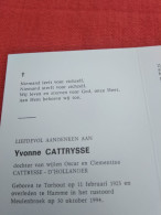 Doodsprentje Yvonne Cattrysse / Torhout 11/2/1923 Hamme 30/10/1994 ( D.v. Oscar Cattrysse En Clementine D'Hollander ) - Religión & Esoterismo
