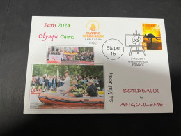 26-5-2024 (6 Z 14) Paris Olympic Games 2024 - Torch Relay (Etape 15 In Angoulême (24-5-2024) With OZ Stamp - Eté 2024 : Paris