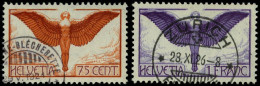 SCHWEIZ BUNDESPOST 190/1x O, 1924, 75 C. Und 1 Fr. Flugpost, Gewöhnliches Papier, 2 Prachtwerte, Mi. 145.- - Usados